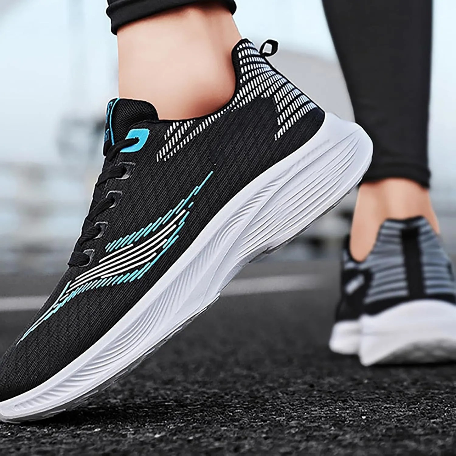 Non Slip Shoes Women Comfortable Soft Sole Lace Up Knit Mesh Sport Shoes Casual Breathable Lightweight Workout Sneakers