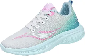Non Slip Shoes Women Comfortable Soft Sole Lace Up Knit Mesh Sport Shoes Casual Breathable Lightweight Workout Sneakers