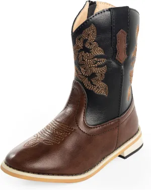 NORTY Unisex Little Kid Cowboy Boots for Girls and Boys - Stylish Faux Leather Cowboy Boots