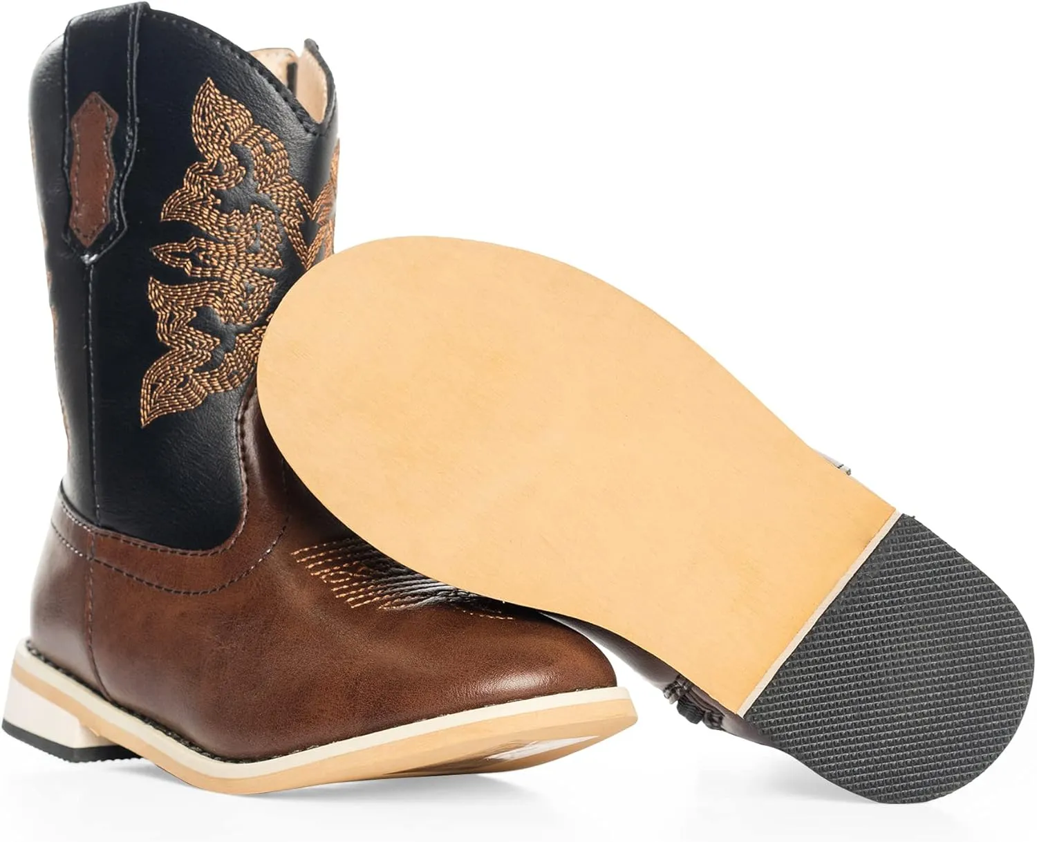 NORTY Unisex Little Kid Cowboy Boots for Girls and Boys - Stylish Faux Leather Cowboy Boots