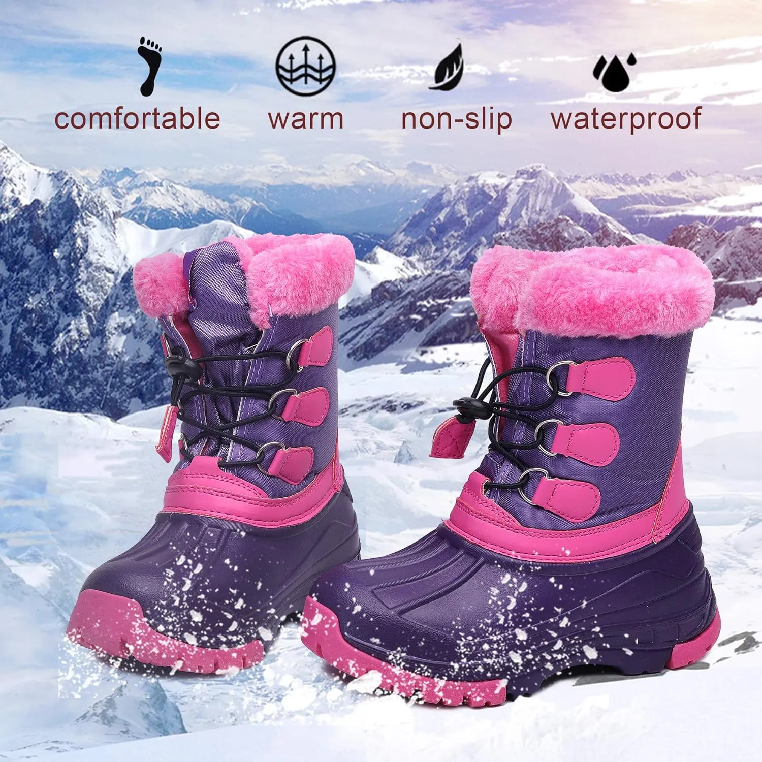 Nova Mountain Boy's and Girl's Waterproof Winter Snow Boots