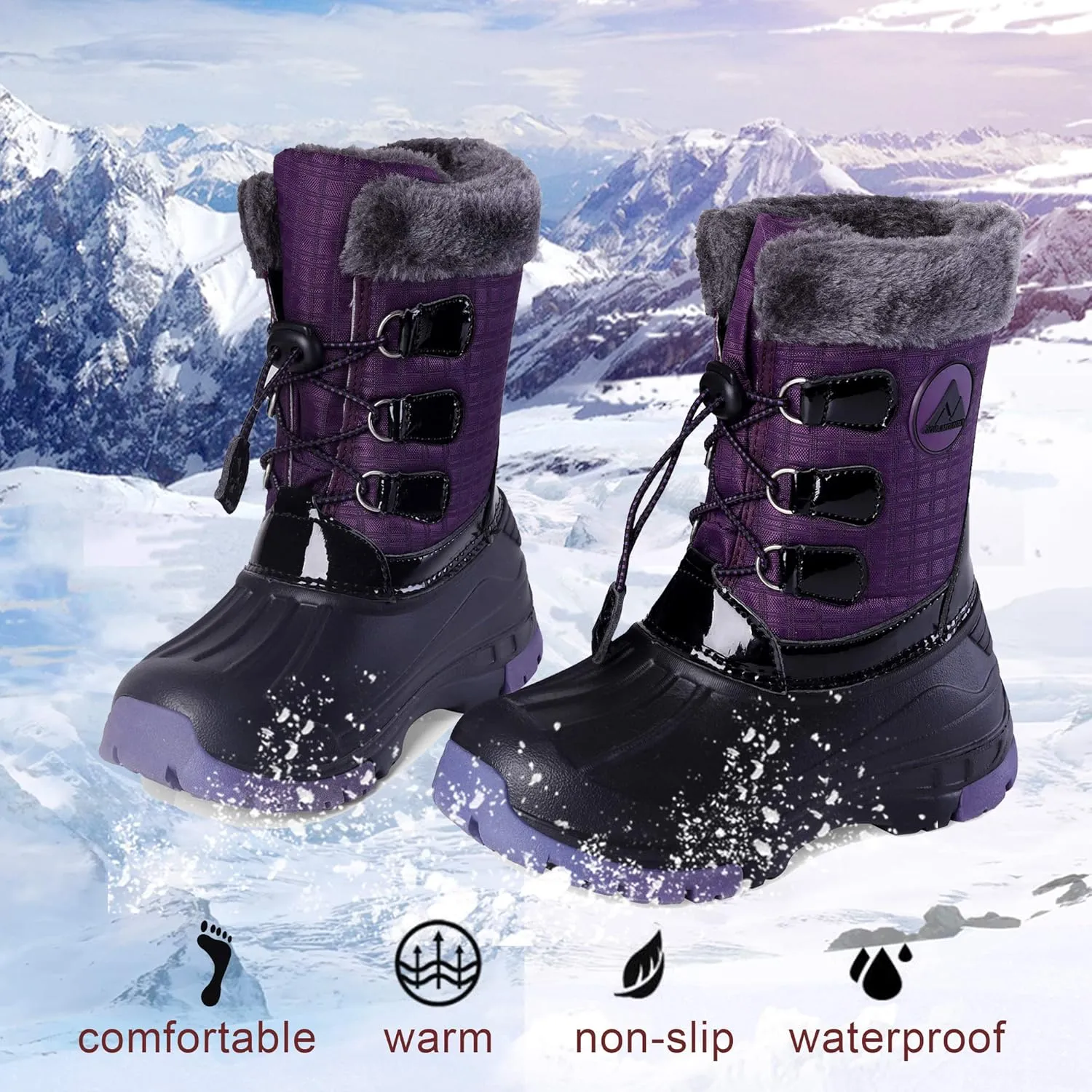 Nova Mountain Boy's and Girl's Waterproof Winter Snow Boots