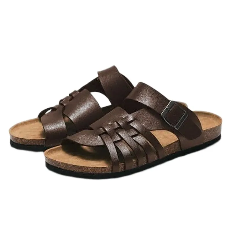 OCW Men Flat Arch Support Cork Slides Light Orthopedic Sandals