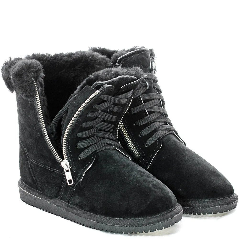 Original UGG Australia Zipper Black Lace Up Boots