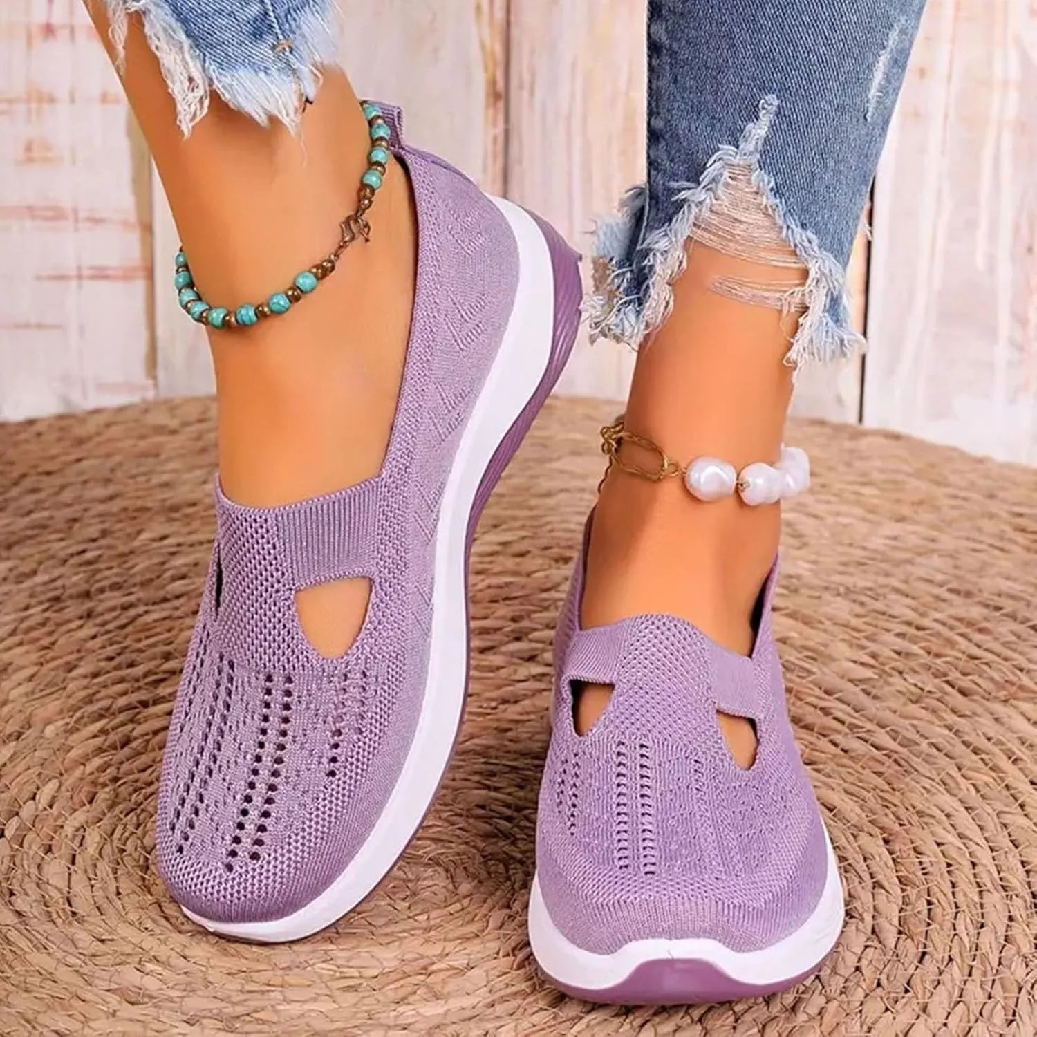Orthopedic Shoes for Women Footwear Walking Sneakers Woven Breathable Running Shoes Arch Support Soft Sole Slide