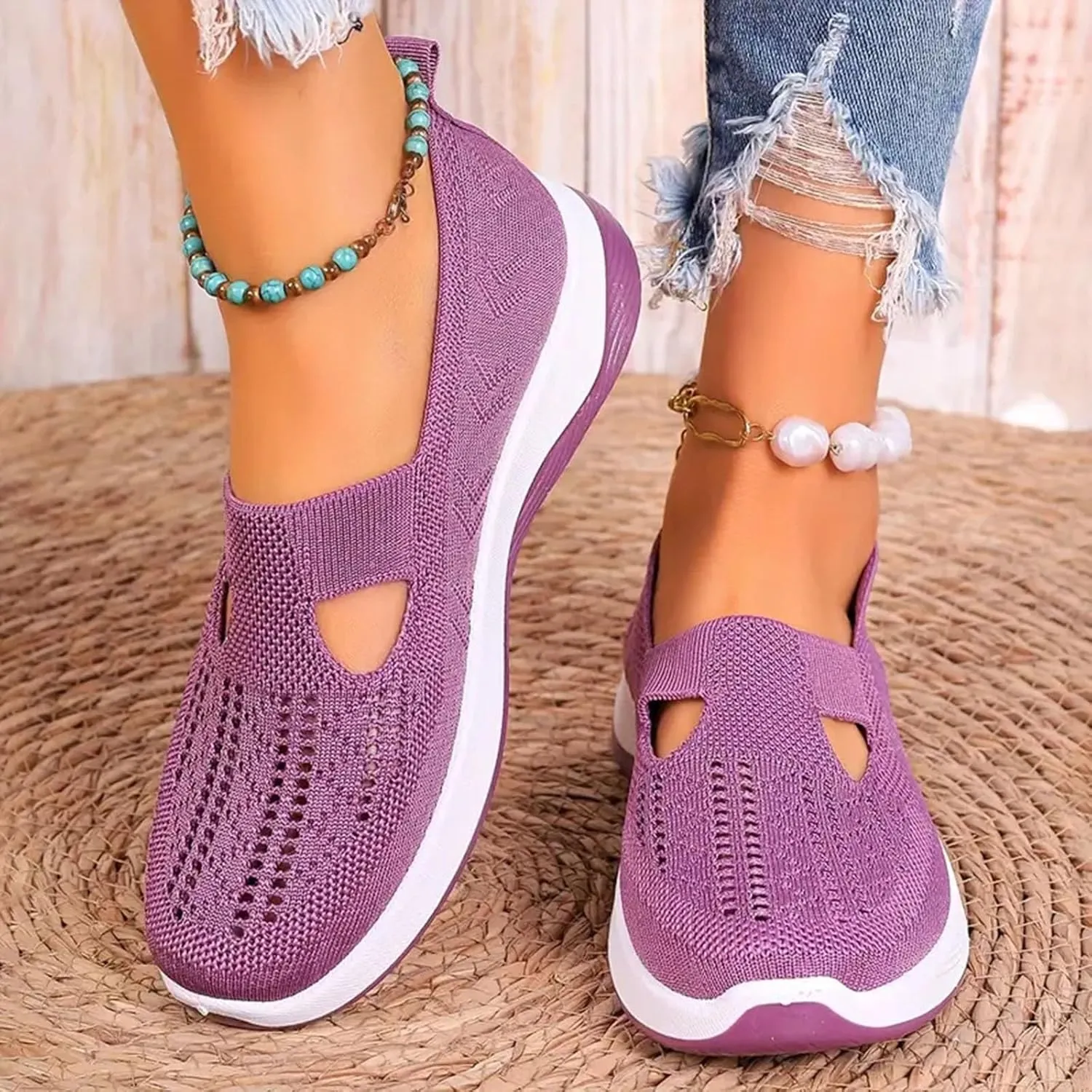 Orthopedic Shoes for Women Footwear Walking Sneakers Woven Breathable Running Shoes Arch Support Soft Sole Slide