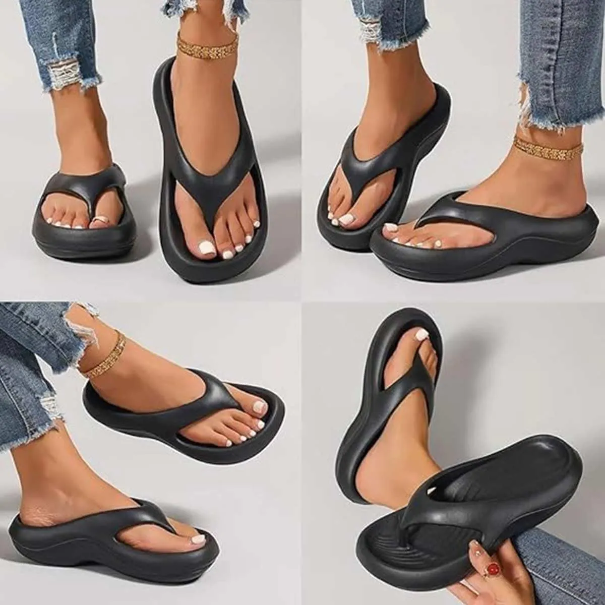 Pillow Arch Support Flip Flops for Women Men,Summer Non-slip Soft Slippers Comfort Lightweight Walking Sandals Beach Shoes,Plantar Fasciitis Orthopedic Sandals,Cushioning,Shock-Absorbing