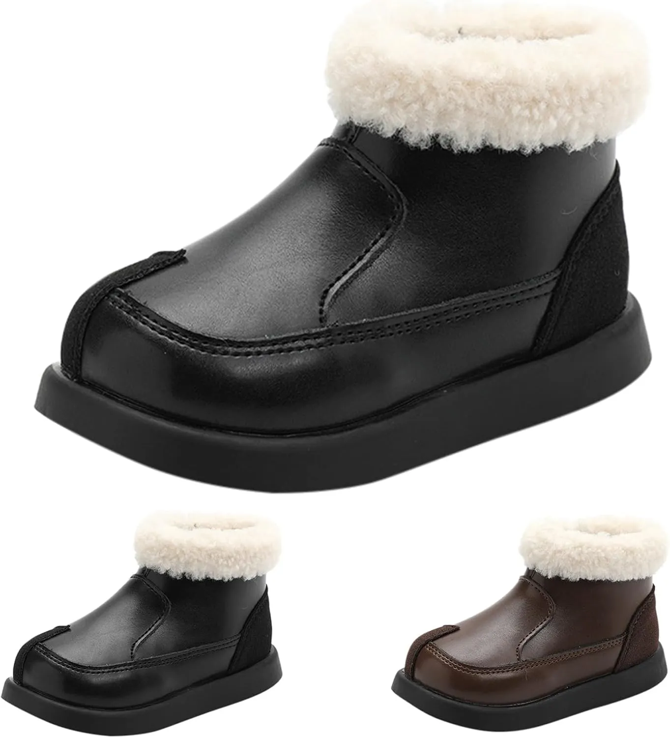 Plush ining Fr Ankle Winter Boots for Girls Kids Soft Warm Zipper Snow Booties Stylish Indoor Outdoor Shoes