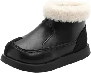 Plush ining Fr Ankle Winter Boots for Girls Kids Soft Warm Zipper Snow Booties Stylish Indoor Outdoor Shoes