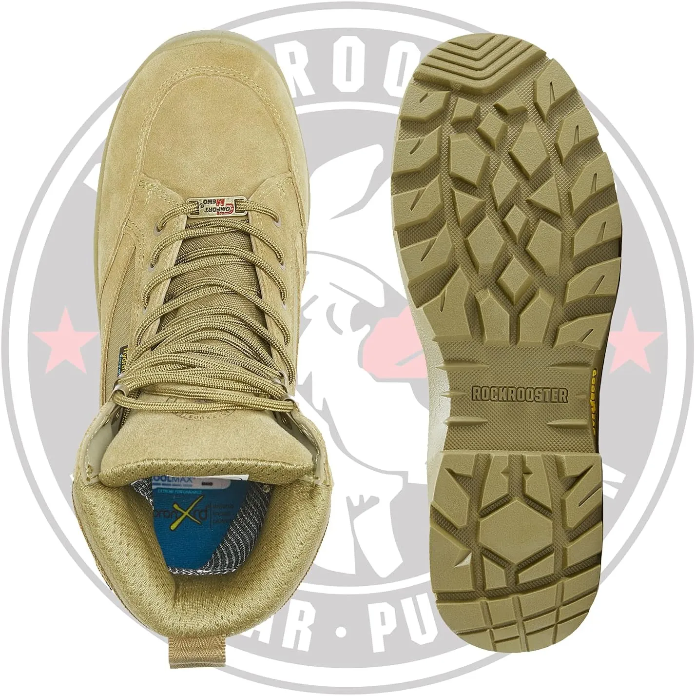 ROCKROOSTER Tactical Boots for men, Comfortable Anti-Fatigue Tech, Durable, Quick Dry Combat Boots