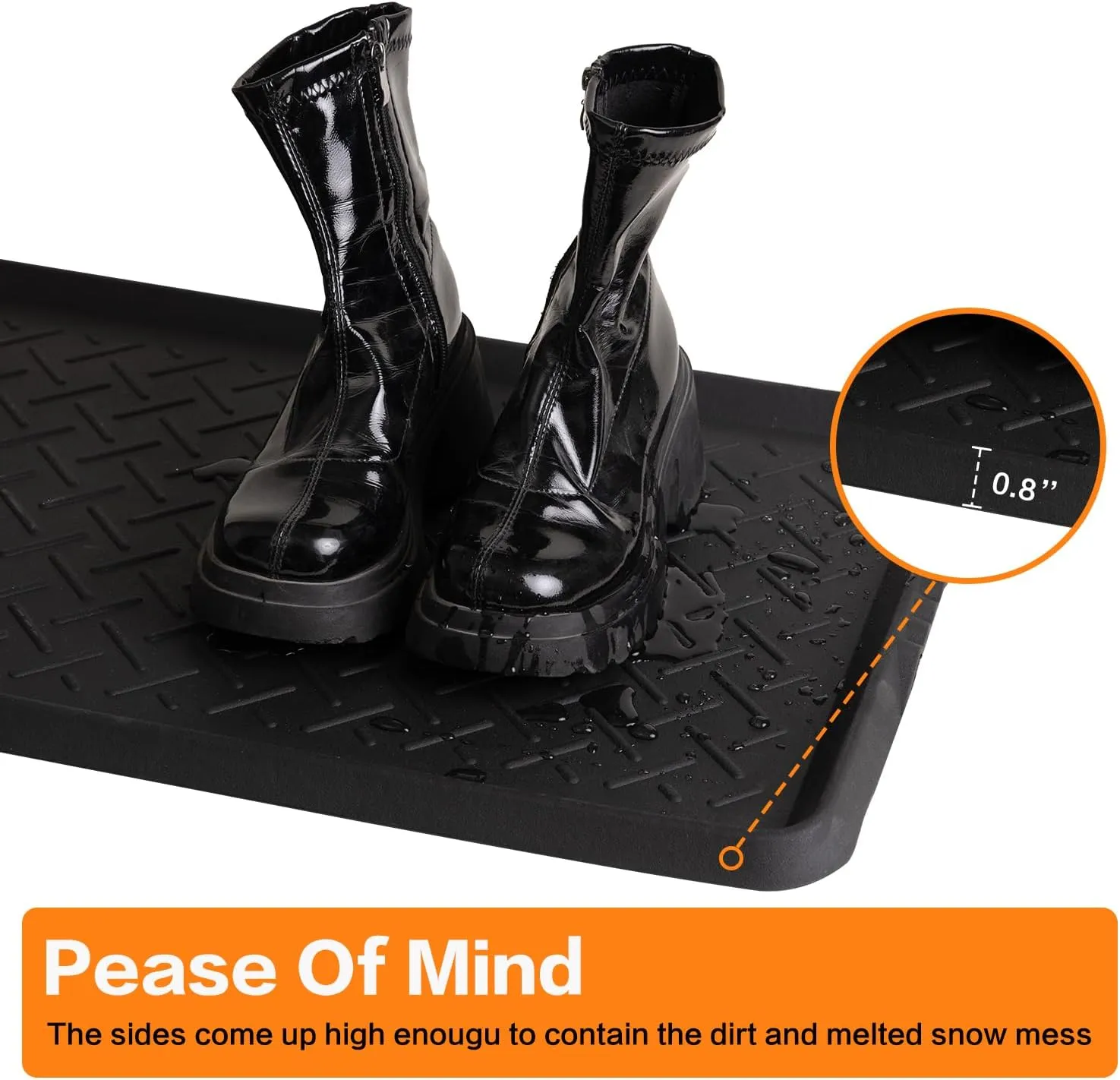 Rubber Boot Tray,Non-Slip Boot Mat with Lip,Waterproof Shoe Tray,Indoor Outdoor Multi Use Catch All Trays,Cleaning Mat for Entryway,Pets Garden,Mudroom,Garage