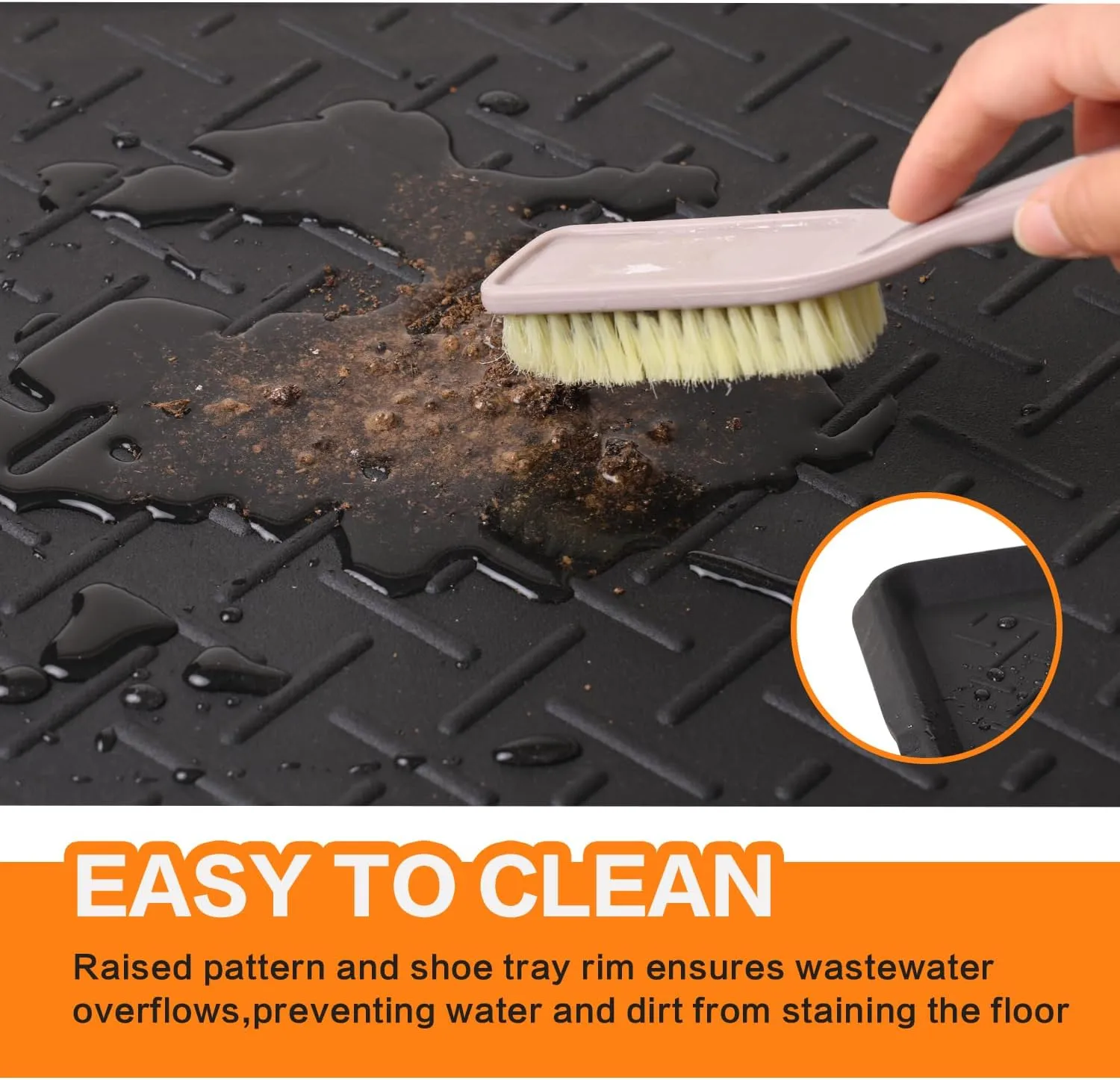 Rubber Boot Tray,Non-Slip Boot Mat with Lip,Waterproof Shoe Tray,Indoor Outdoor Multi Use Catch All Trays,Cleaning Mat for Entryway,Pets Garden,Mudroom,Garage