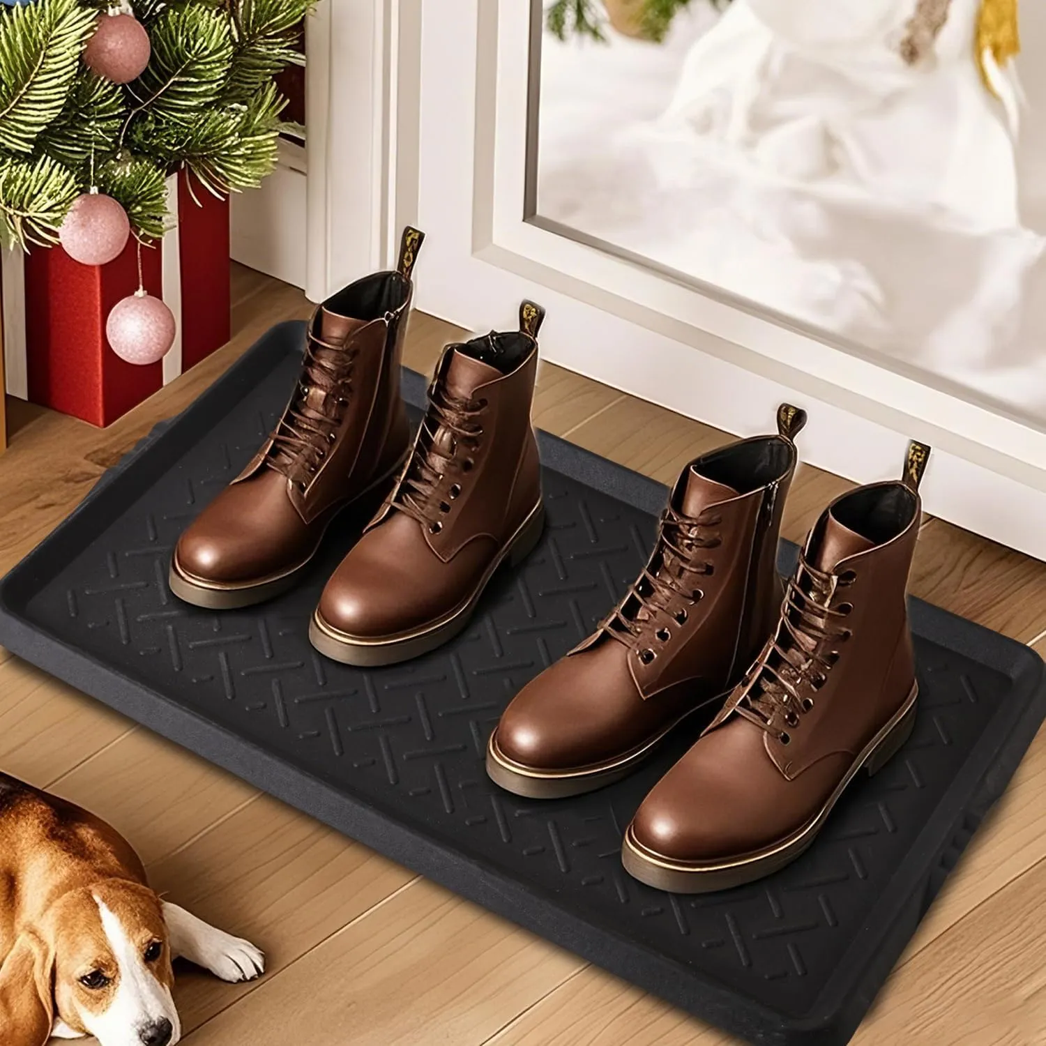 Rubber Boot Tray,Non-Slip Boot Mat with Lip,Waterproof Shoe Tray,Indoor Outdoor Multi Use Catch All Trays,Cleaning Mat for Entryway,Pets Garden,Mudroom,Garage