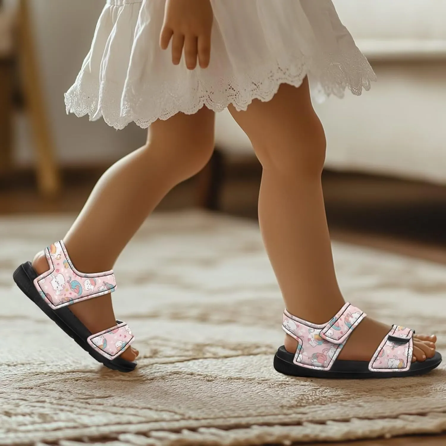 Sandals for Kids Girls Summer Shoes Slide Sandals with Non Slip Sole Lightweight Kids Flat Slides Beach Shoes
