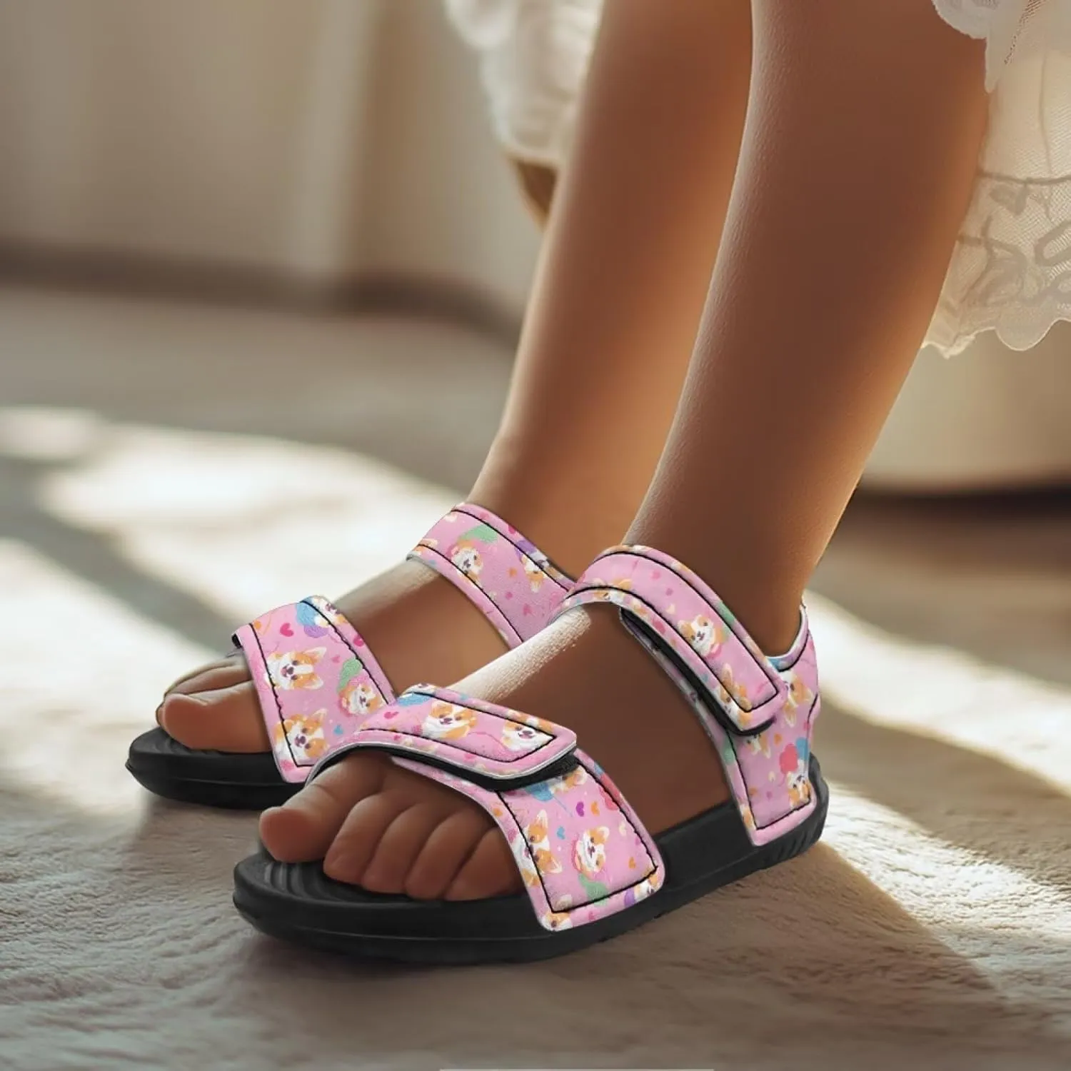 Sandals for Kids Girls Summer Shoes Slide Sandals with Non Slip Sole Lightweight Kids Flat Slides Beach Shoes
