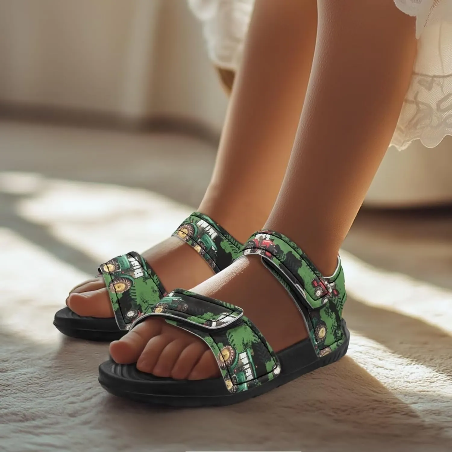 Sandals for Kids Summer Shoes Slide Sandals with Adjustable Strap Open Toe Boys Slides Lightweight Toddler Shoes
