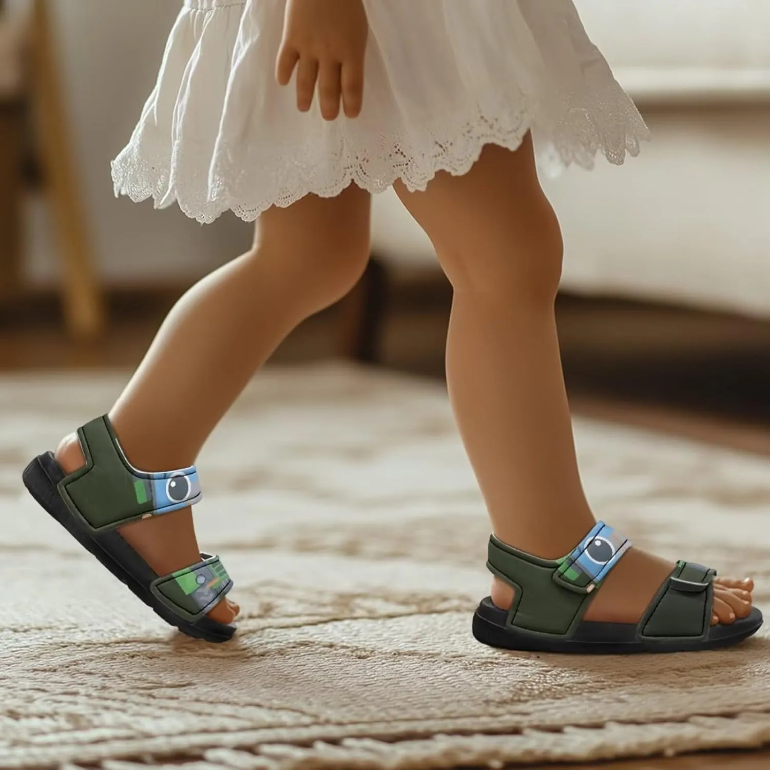 Sandals for Kids Summer Shoes Slide Sandals with Adjustable Strap Open Toe Boys Slides Lightweight Toddler Shoes