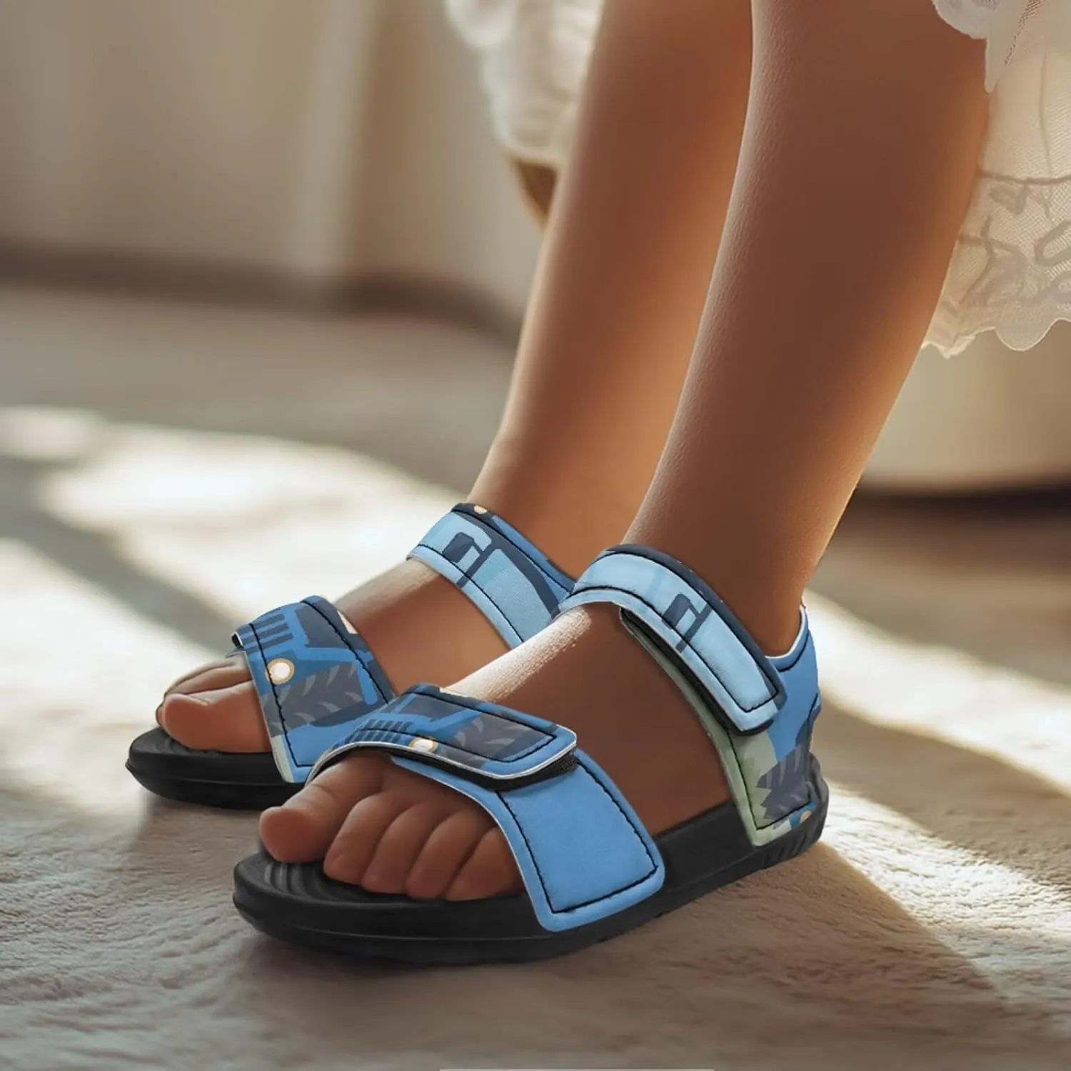 Sandals for Kids Summer Shoes Slide Sandals with Adjustable Strap Open Toe Boys Slides Lightweight Toddler Shoes