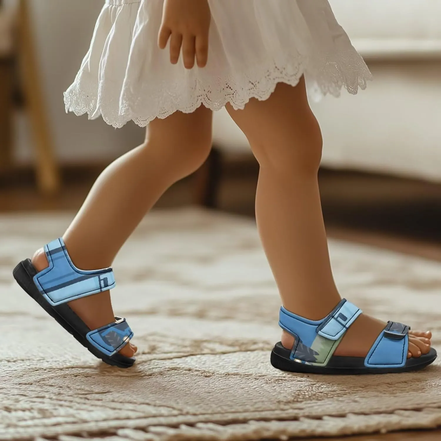 Sandals for Kids Summer Shoes Slide Sandals with Adjustable Strap Open Toe Boys Slides Lightweight Toddler Shoes