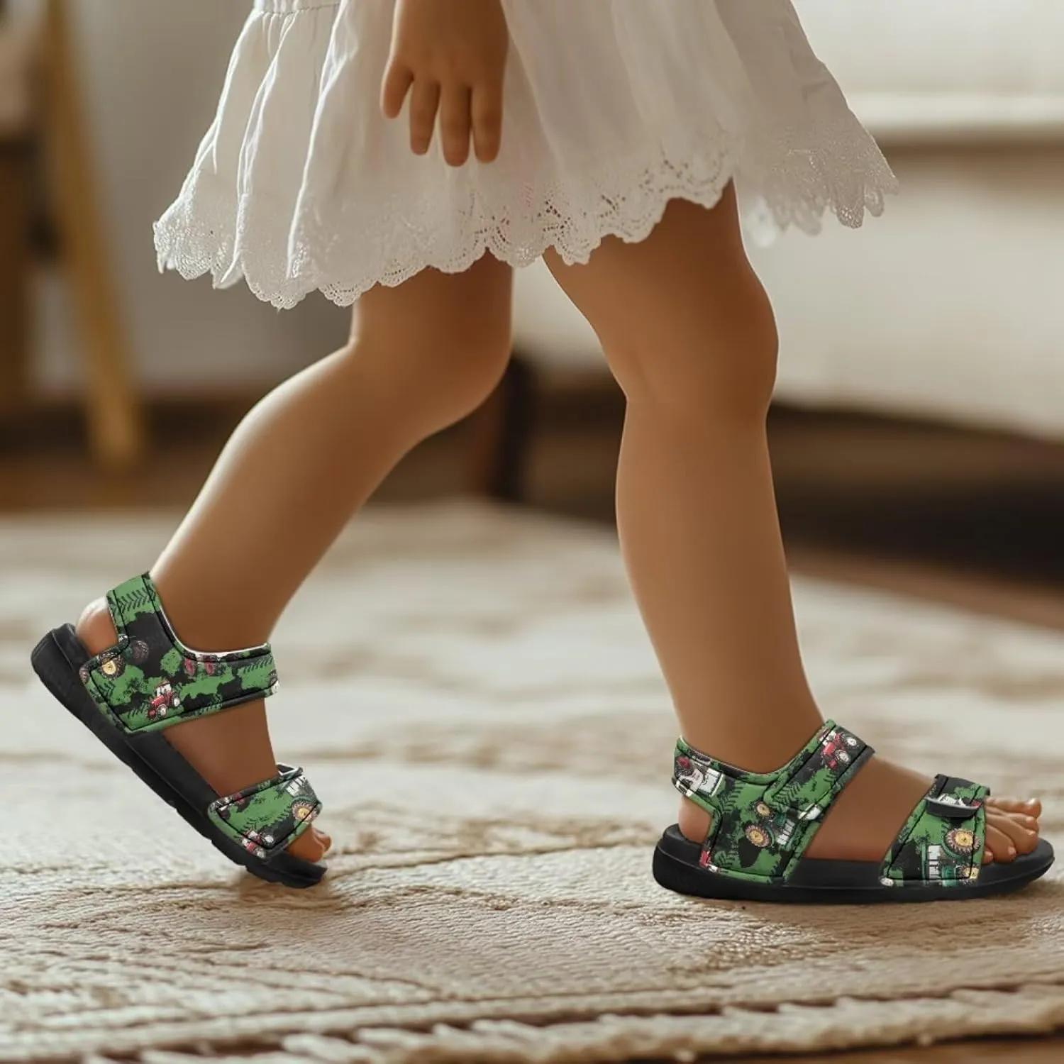 Sandals for Kids Summer Shoes Slide Sandals with Adjustable Strap Open Toe Boys Slides Lightweight Toddler Shoes