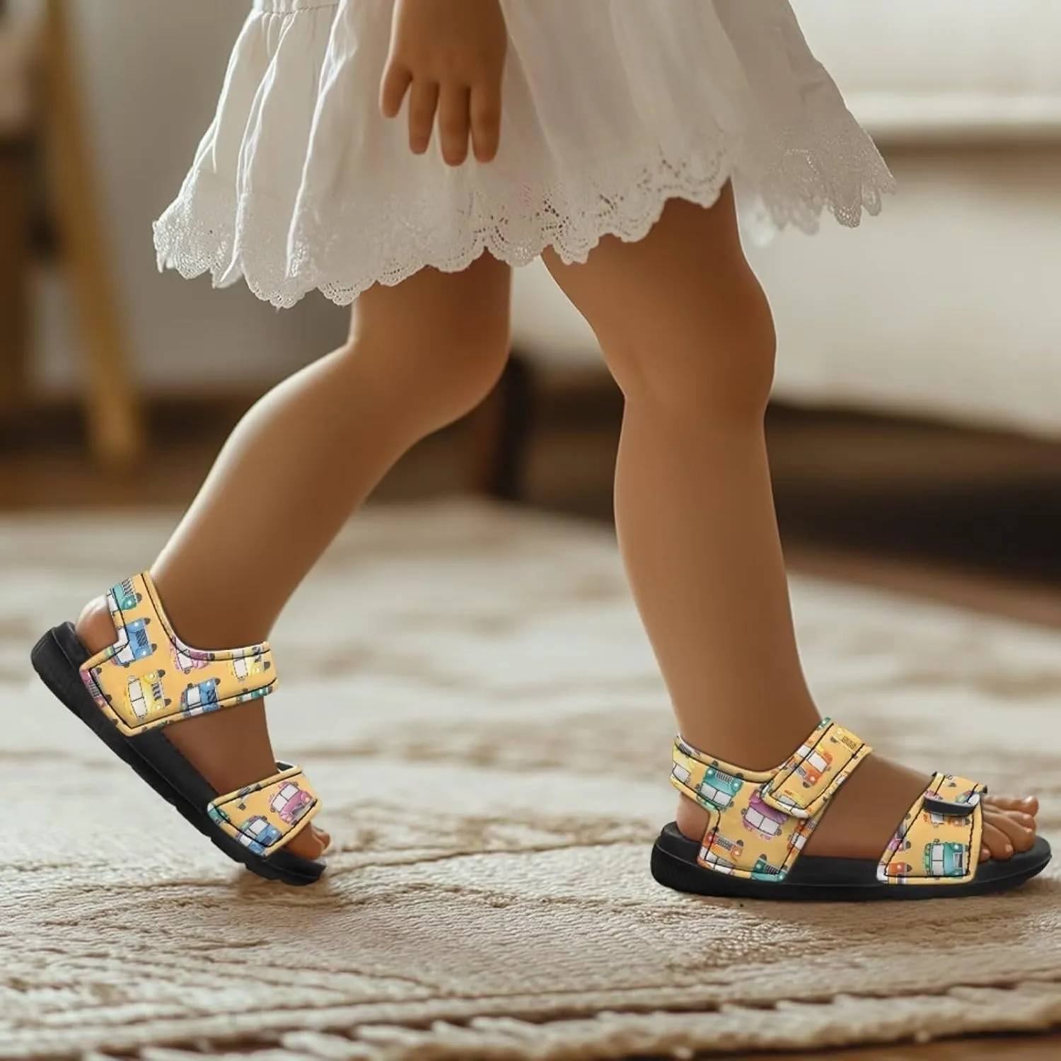 Sandals for Kids Summer Shoes Slide Sandals with Adjustable Strap Open Toe Boys Slides Lightweight Toddler Shoes