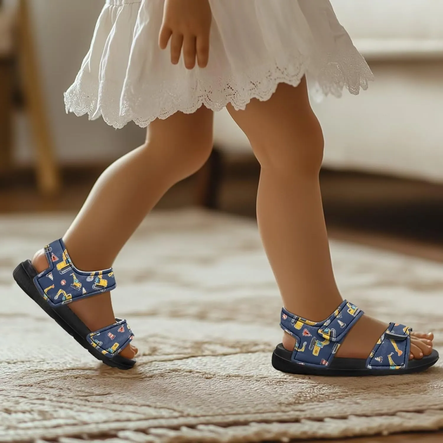Sandals for Kids Summer Shoes Slide Sandals with Adjustable Strap Open Toe Boys Slides Lightweight Toddler Shoes