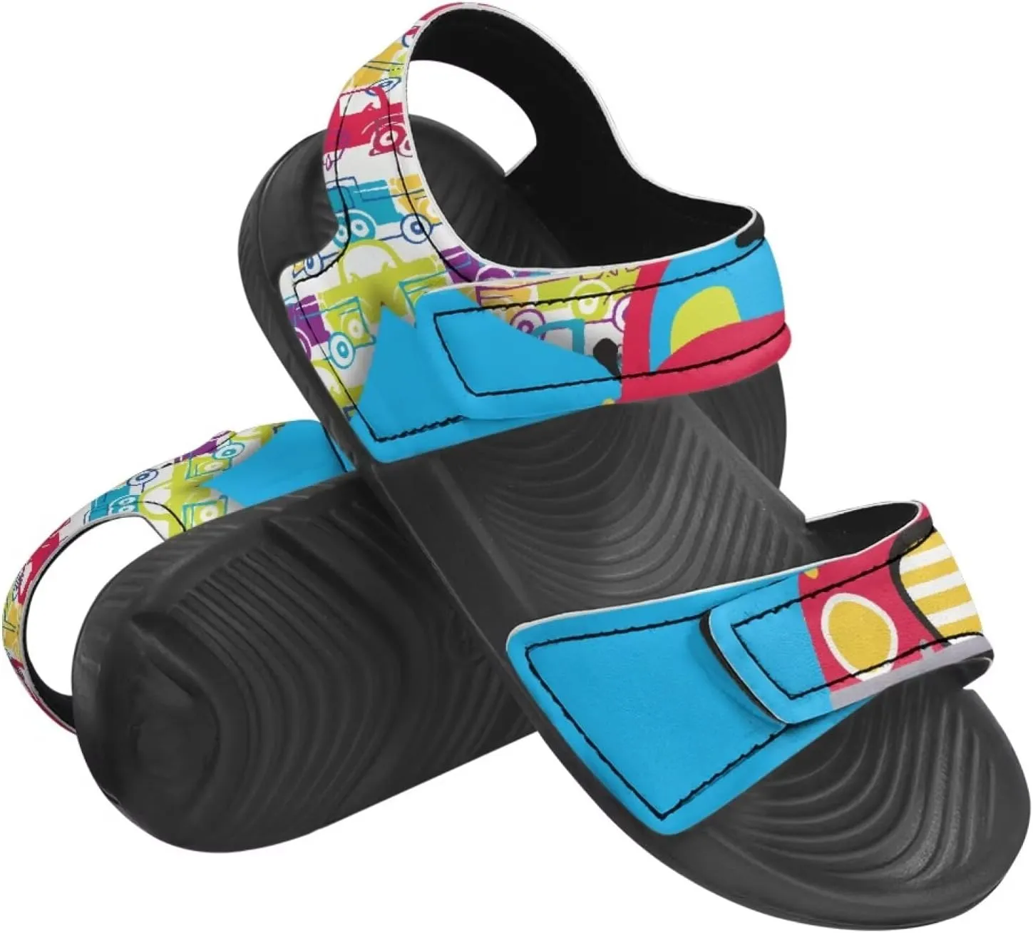 Sandals for Kids Summer Shoes Slide Sandals with Adjustable Strap Open Toe Boys Slides Lightweight Toddler Shoes