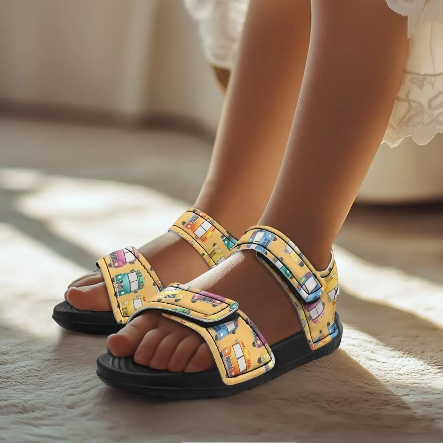 Sandals for Kids Summer Shoes Slide Sandals with Adjustable Strap Open Toe Boys Slides Lightweight Toddler Shoes