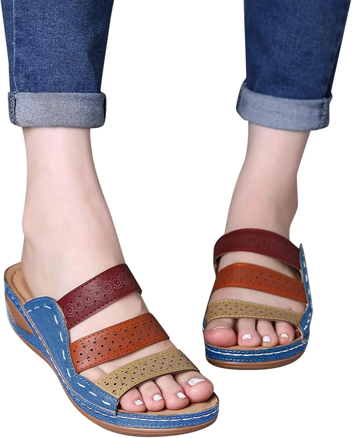 Sandals for Women Dressy Summer, Womens Sandals Orthopedic Open Toe Sandals Retro Anti Slip Comfy Breathable Shoes