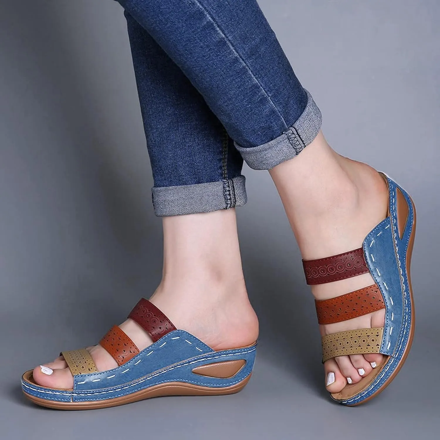 Sandals for Women Dressy Summer, Womens Sandals Orthopedic Open Toe Sandals Retro Anti Slip Comfy Breathable Shoes