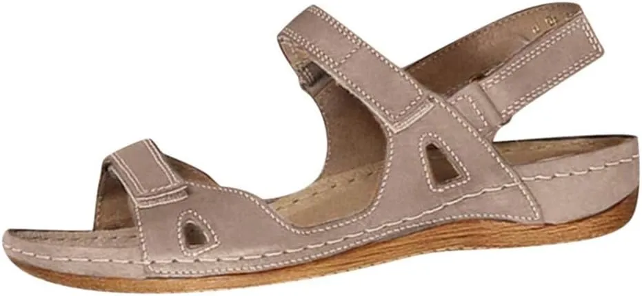 Sandals for Women Orthopedic Shoes Comfortable Dressy Low Open Toe Wedge Sandal Summer Slip On Walking Casual Hook Loop 2025 Platform Breathable Trendy Flat Fish Mouth Going Out Shoe