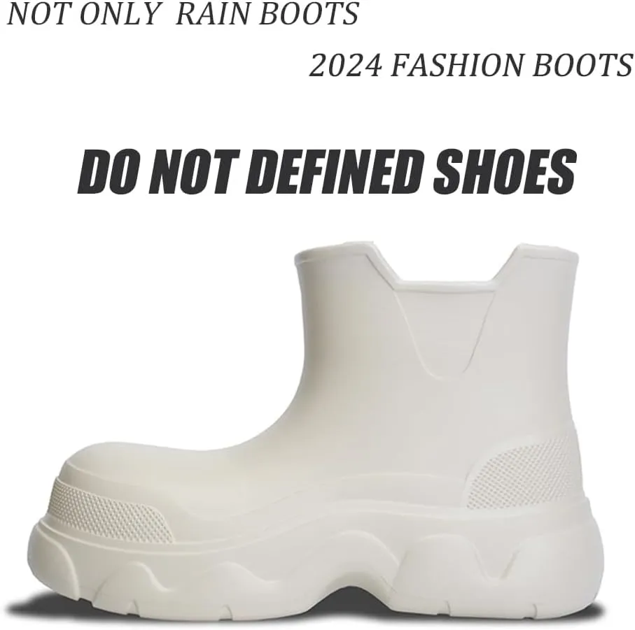 Short Rain Boots for Women Waterproof Garden Shoes Stylish Light Ankle Rain Shoes Matte Outdoor Work Shoes Comfortable Anti-Slipping RainBoots