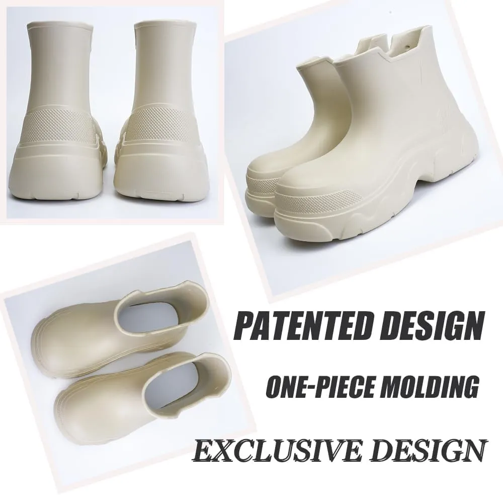 Short Rain Boots for Women Waterproof Garden Shoes Stylish Light Ankle Rain Shoes Matte Outdoor Work Shoes Comfortable Anti-Slipping RainBoots