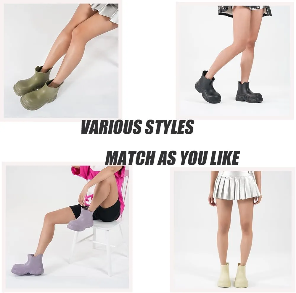 Short Rain Boots for Women Waterproof Garden Shoes Stylish Light Ankle Rain Shoes Matte Outdoor Work Shoes Comfortable Anti-Slipping RainBoots