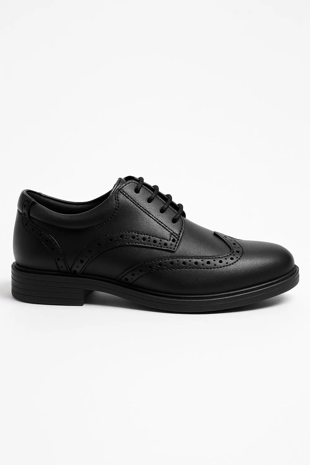 SIRRI Boys Derby Dress Shoes - Black Wingtip Brogue Lace-Up Wedding Prom Formal Footwear