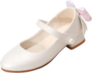 Slides for Girls and Boys Round Head Mary Jane Shoes for Girls Fashionable Ballet Soft Leather Princess Retro Versatile Literary High Heels Shoes Walking Beach Shower Boys