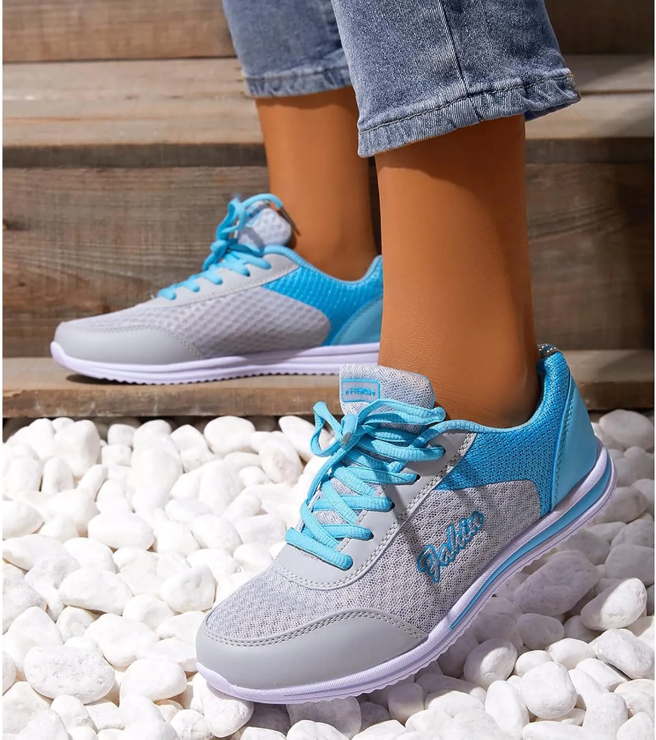 Sneakers for Women Walking Shoes Soft Thick Lace Up Breathable Running Sneakers Non Slip Lightweight Casual Shoes