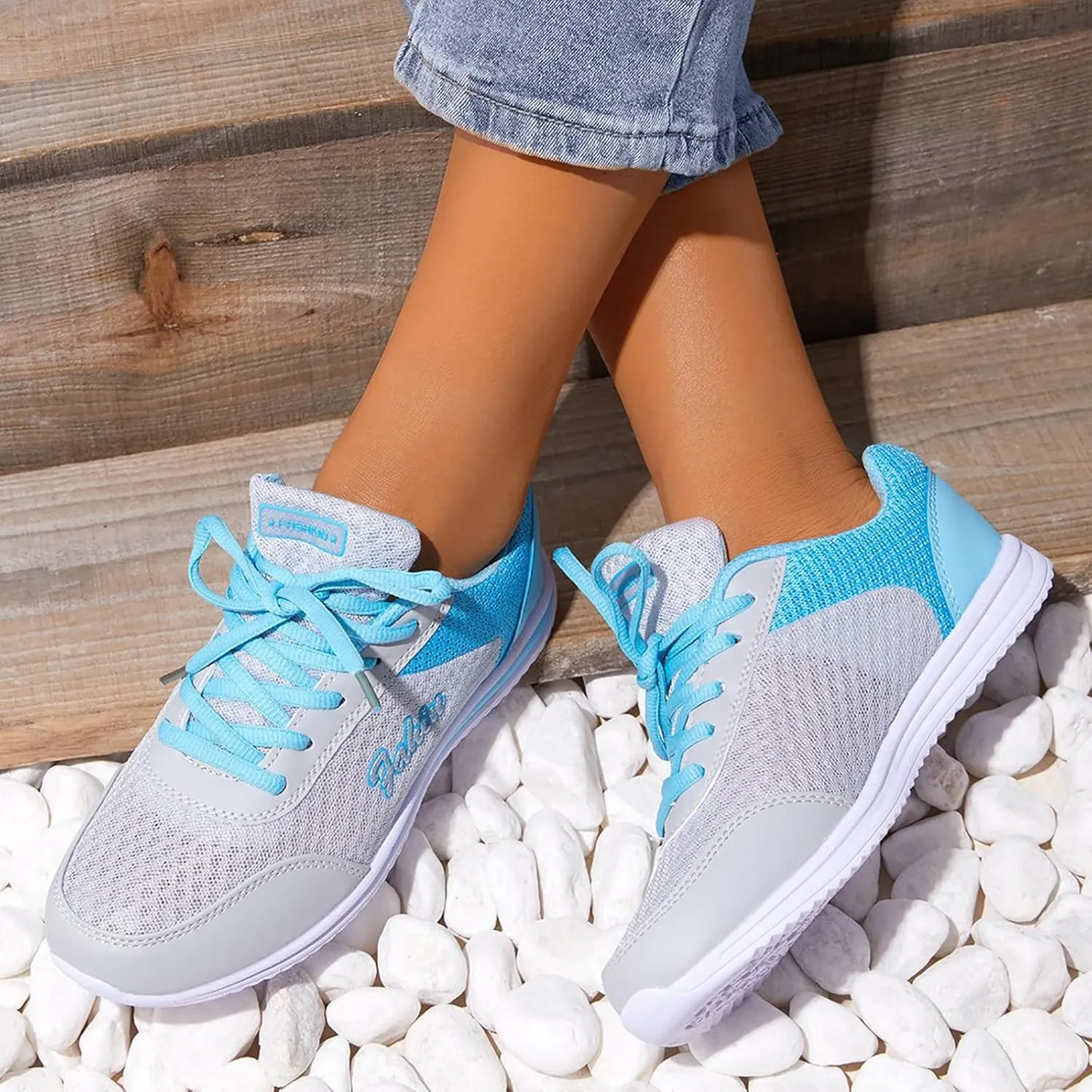 Sneakers for Women Walking Shoes Soft Thick Lace Up Breathable Running Sneakers Non Slip Lightweight Casual Shoes