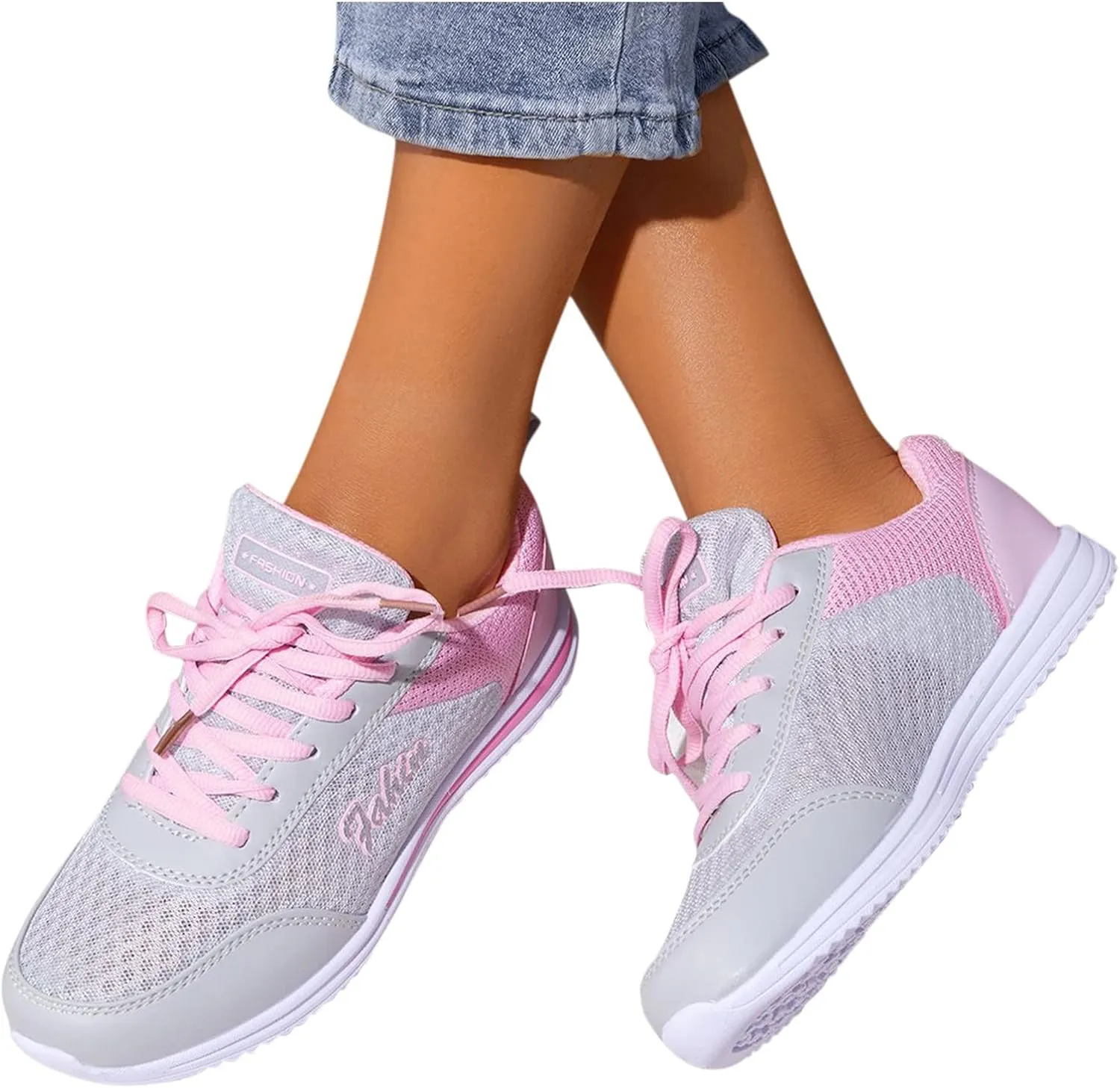 Sneakers for Women Walking Shoes Soft Thick Lace Up Breathable Running Sneakers Non Slip Lightweight Casual Shoes