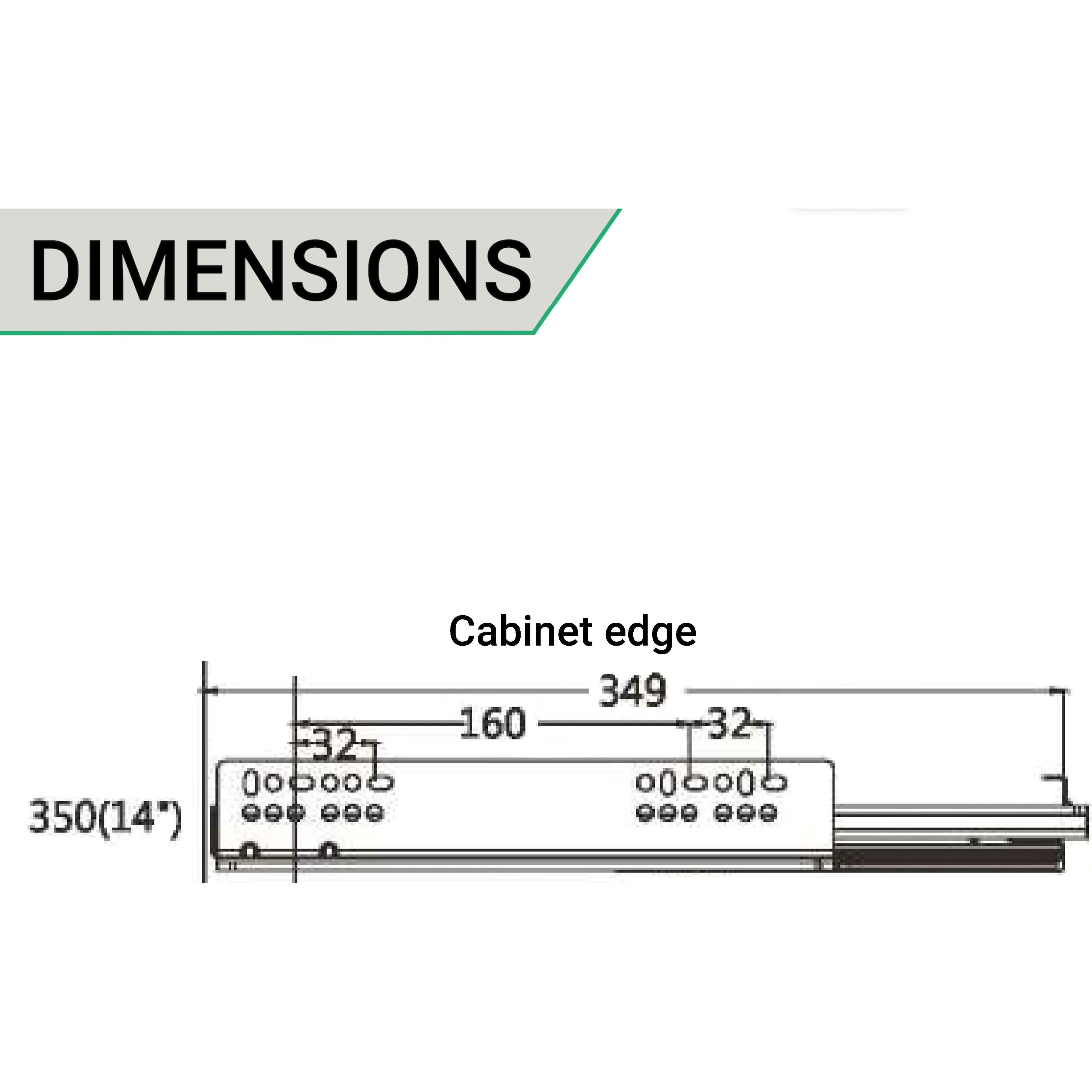 Soft Close Concealed Undermount Drawer Runners Double Extension 30kg Max 350mm