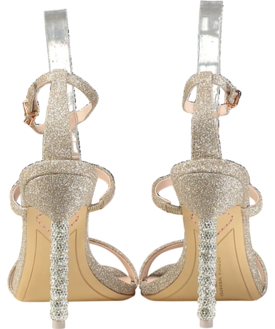 Sophia Webster Metallic Champagne Glitter Rosalind 100 Leather Sandals UK 4 EU 37 