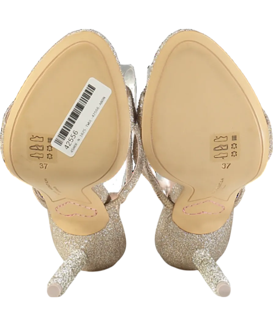 Sophia Webster Metallic Champagne Glitter Rosalind 100 Leather Sandals UK 4 EU 37 