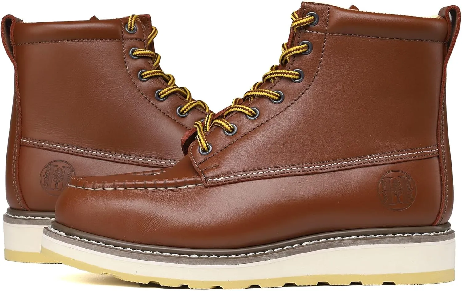 Steel Toe Men's Stylish Classic 6" SureTrack Work Boots, Leather Slip Resistant Durable Breathable Work Shoes 84992