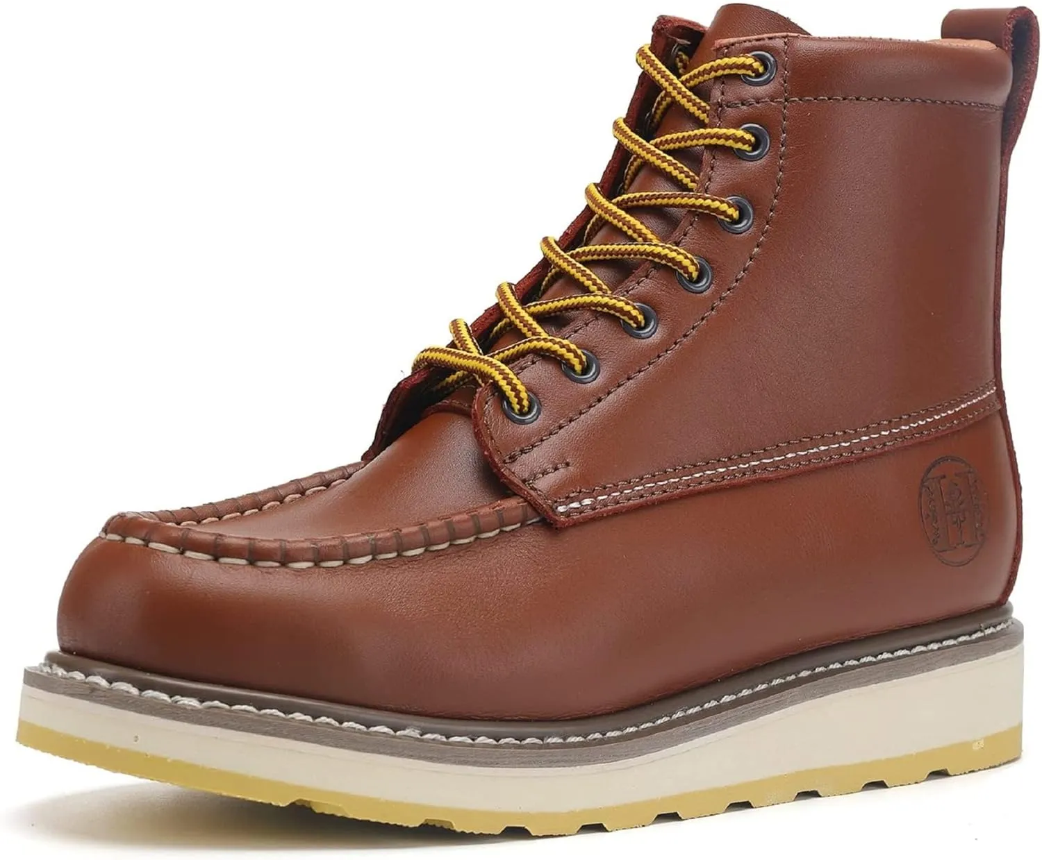 Steel Toe Men's Stylish Classic 6" SureTrack Work Boots, Leather Slip Resistant Durable Breathable Work Shoes 84992