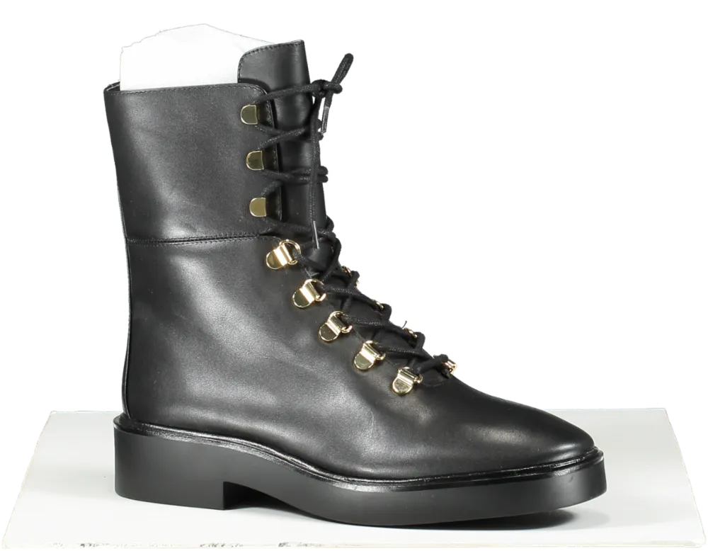 Stuart Weitzman Black Leather Combat Boots UK 5.5 EU 38.5 