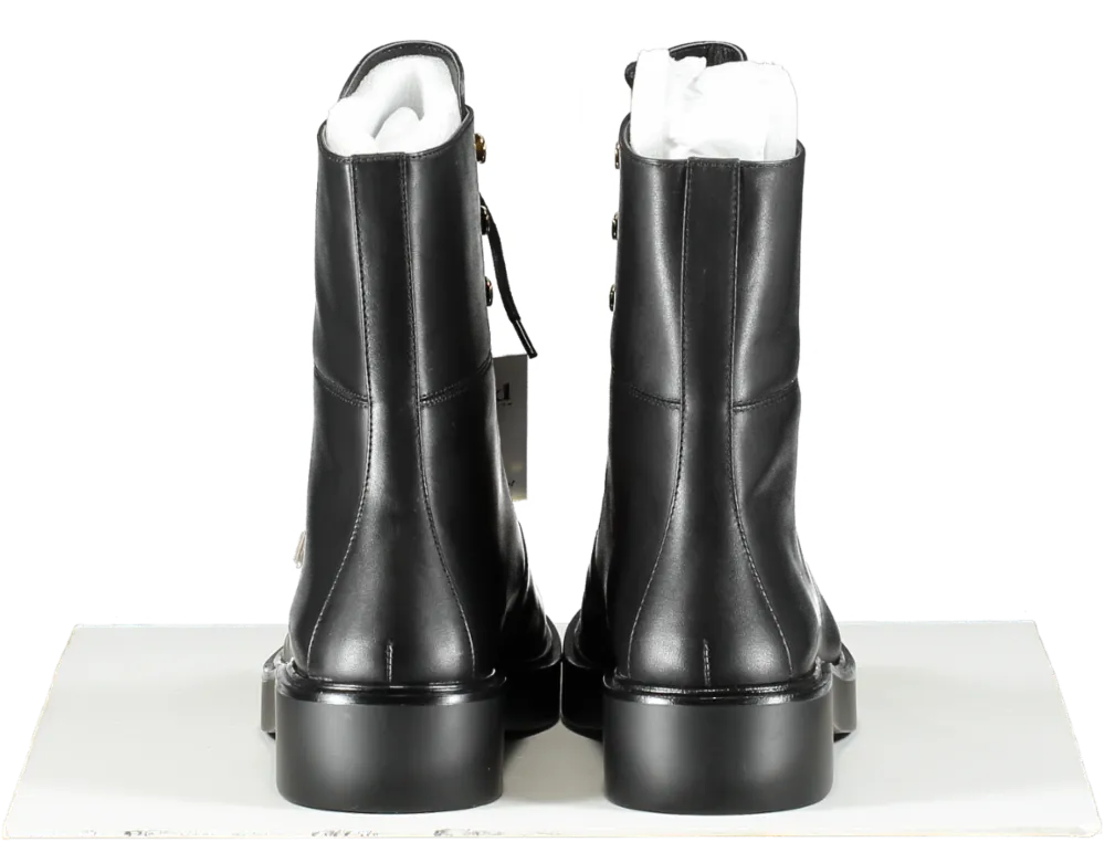 Stuart Weitzman Black Leather Combat Boots UK 5.5 EU 38.5 