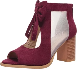 Summer Sandals for Women 2025 Ankle Strap Chunky High Heel Sandals Fashion Bow Fish Mouth Open Toe Sandal Breathable Backless Slingback Dress Shoes Comfortable Dress Booties