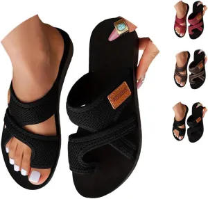 Summer Sandals for Women 2025 Fashion Comfortable Wide Spring Beach Shoes Hollow Mesh Flat Slide Sandals Flip Flops