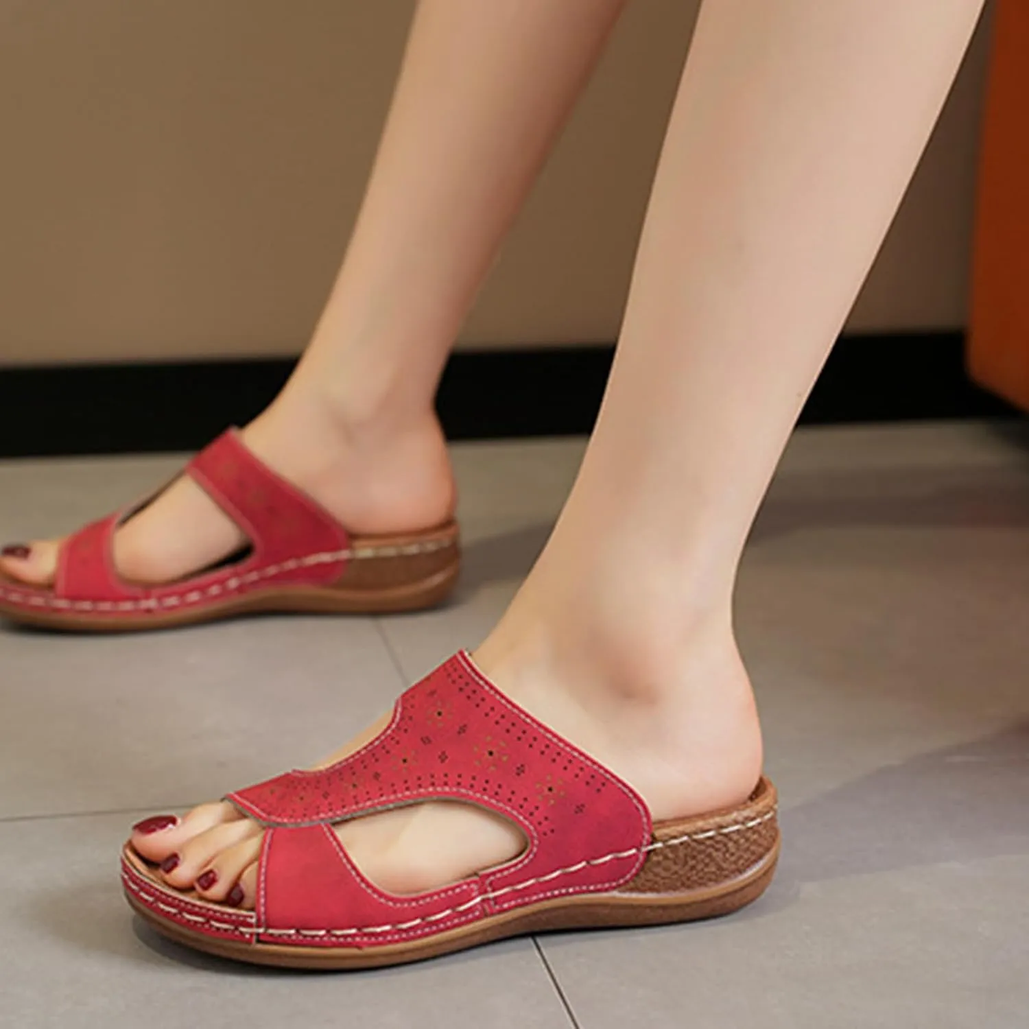 Summer Sandals for Women 2025 with Arch Support Dress Sandals Platform Shoes Slip on Sandal Open Toe Shoes Comfortable Dressy Sandal Soft & Stylish Wedge Slippers for Women 2025