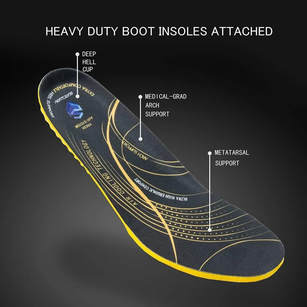 SUREWAY Men's 6" Steel Toe Waterproof Work Boot Heavy Duty - Leather,Lace Up, Comfortable Outsole, EH Construction Industrial Ankle Mens Safety Work Boots